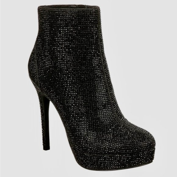 Thalia Sodi Womens Chiara Platform Rhinestone Embellished Dress Stiletto Booties